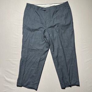 Canali Dress Pants Mens 40 38x25 Blue Wool Blend Stretch Flat Front Formal Italy